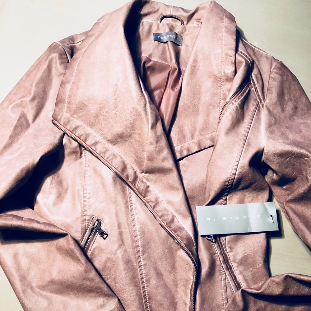 Bagetelle NWT Dirty Pink Faux Leather Jacket M